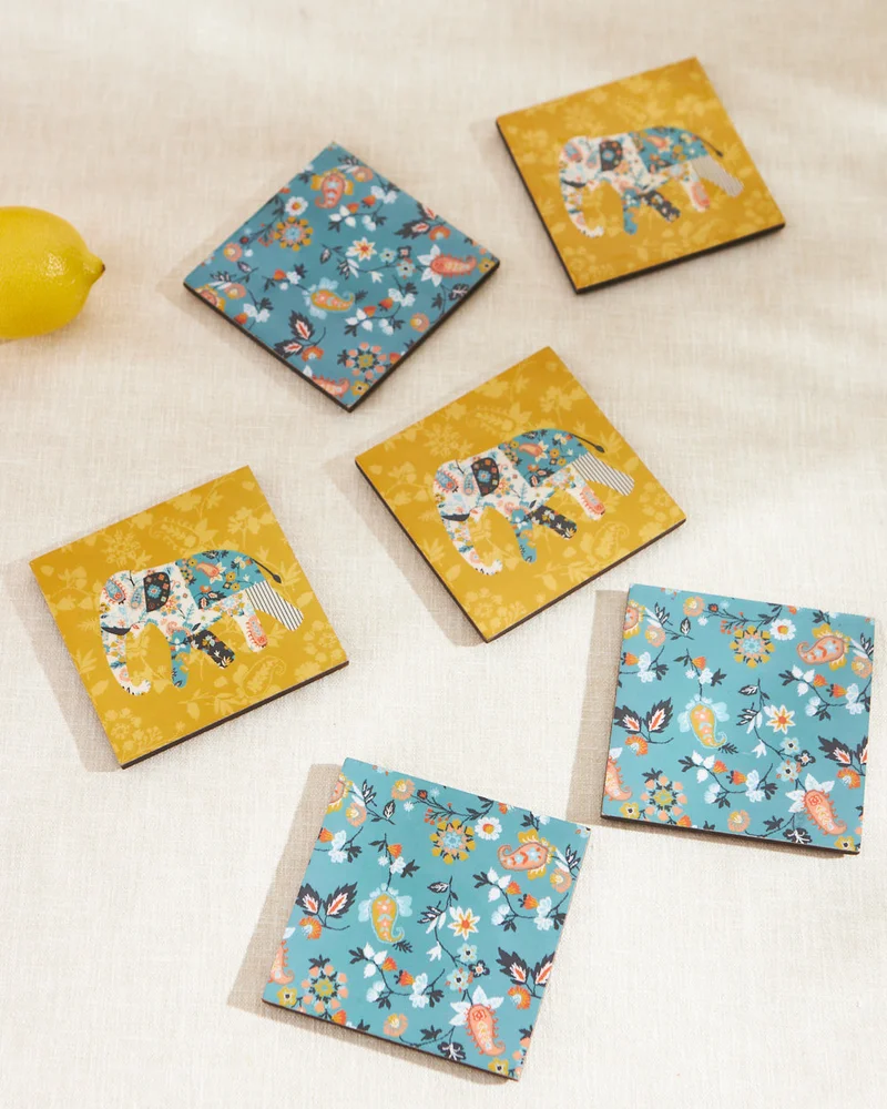 Chumbak Pixel Paisley Coasters (Set of 6)